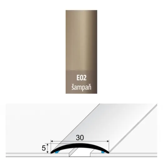 Přechodová lišta 30 mm oblá samolepící E02 šampaň