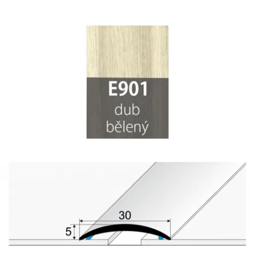 Přechodová lišta 30 mm oblá samolepící E901 dub bělený