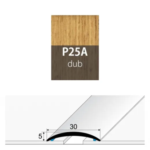 Přechodová lišta 30 mm oblá samolepící P25A dub