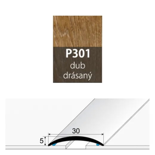 Přechodová lišta 30 mm oblá samolepící P301 dub drásaný