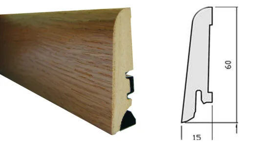 Soklová lišta Hydrocork Sawn Twine Oak